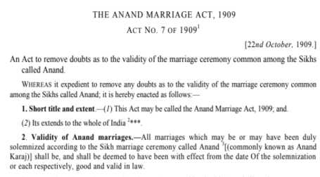 Anand Marriage Act 1909